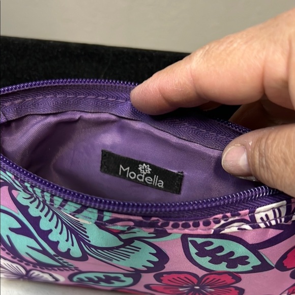 Modella Pink and Purple Cosmetic Bag with Tropical Print - Picture 3 of 5